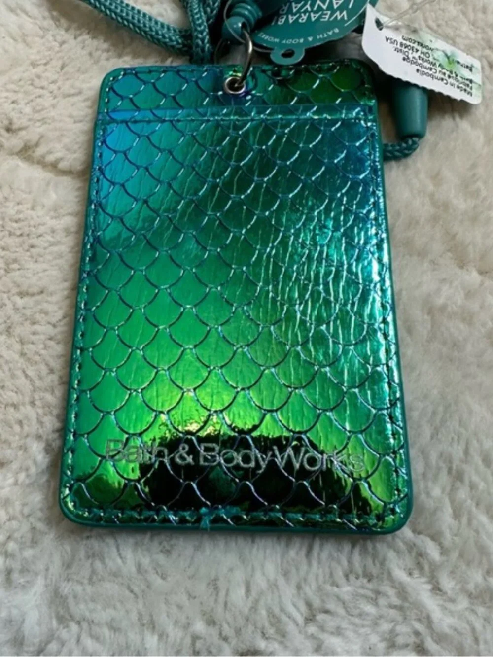 Bath & Body Works | Wearable Lanyard ID Holder Blue Holographic Mermaid Design